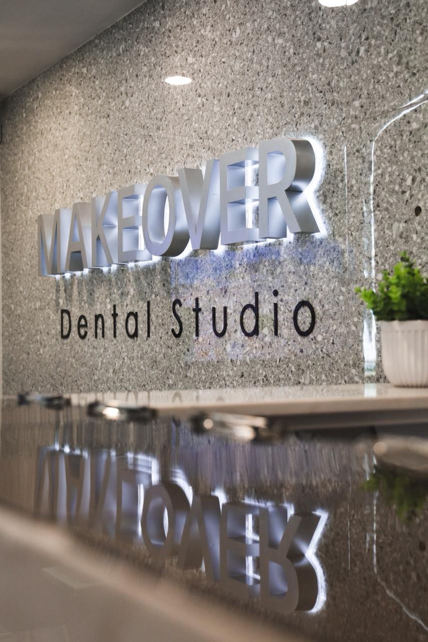 Makeover Dental Studio sign at the clinic entrance in Tijuana